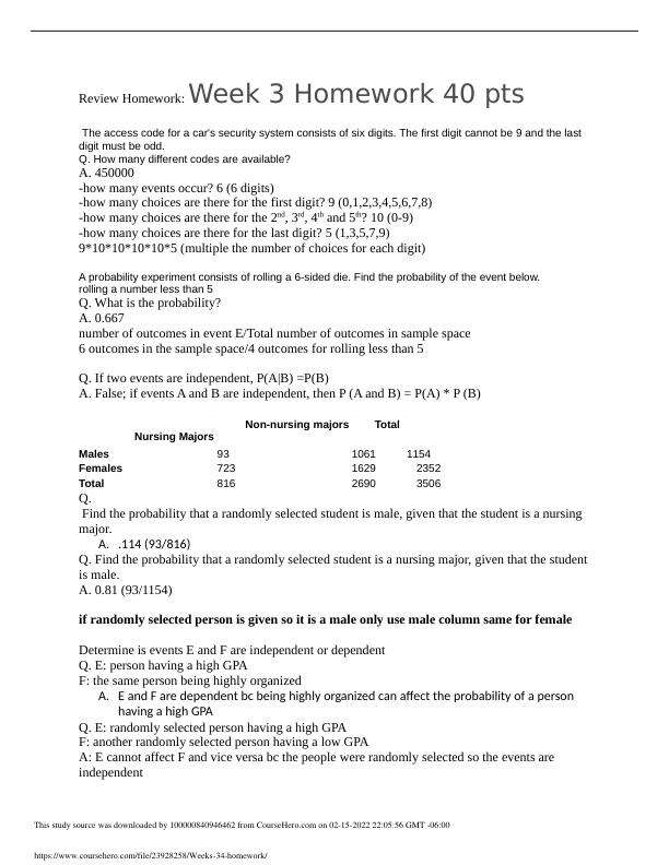 MATH 339 Weeks 3&4 homework