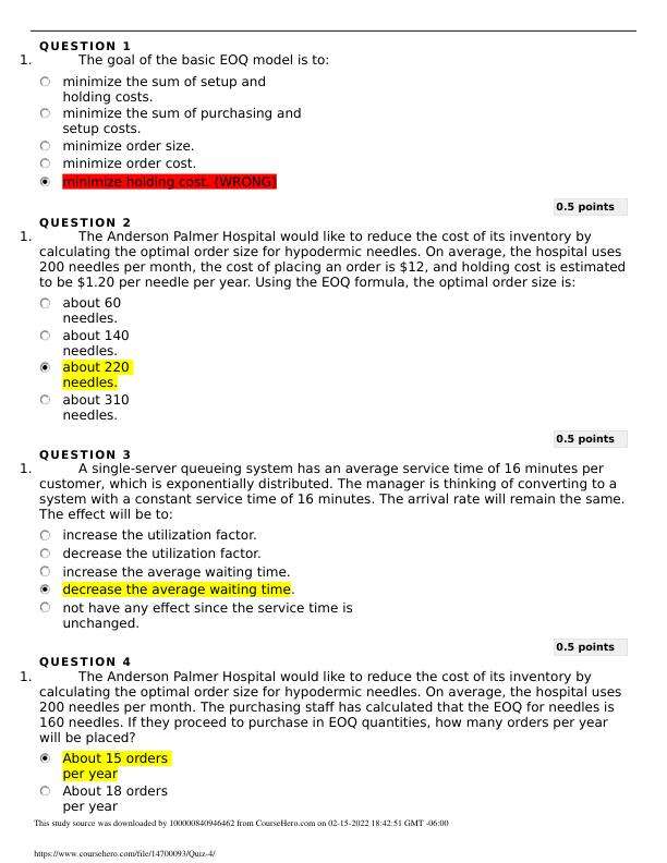 QNT 5160 Quiz 4
