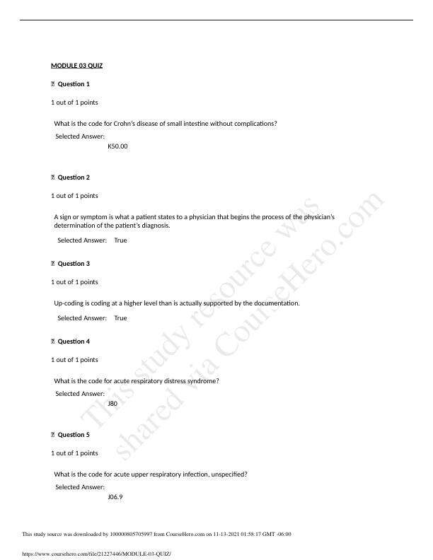 HIM1103 Module 3 Quiz 3
