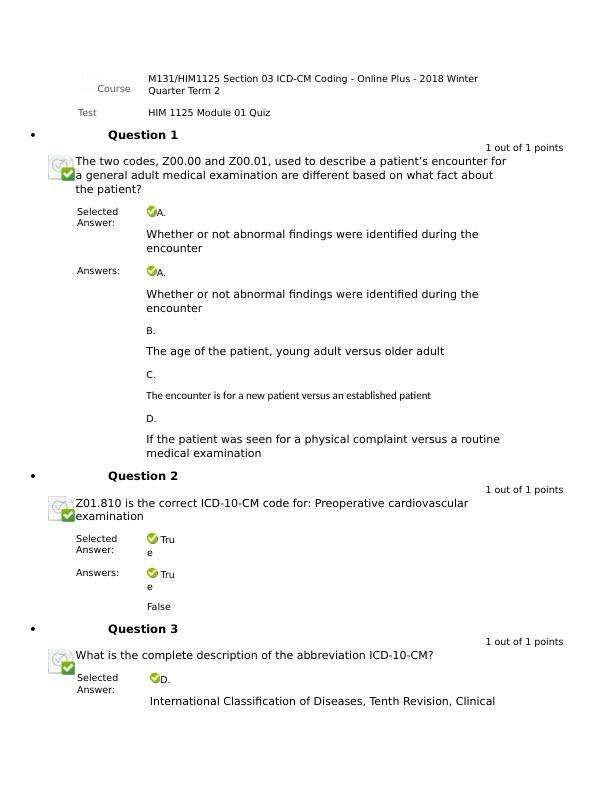 HIM1125 Module 1 Quiz 1