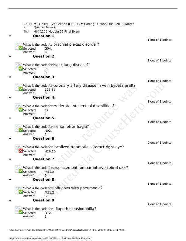 HIM1125 Module 6 Quiz 6 Final Exam