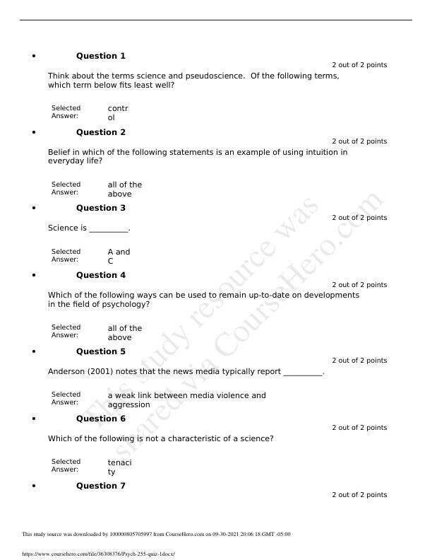 Psyc 255 quiz 1