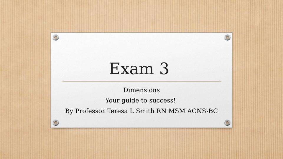 NUR2058 Dimensions Of Nursing Exam 3 Presentation