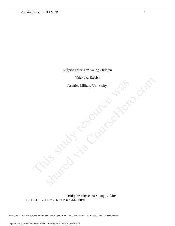 PSYC 300 Research Study Proposal II