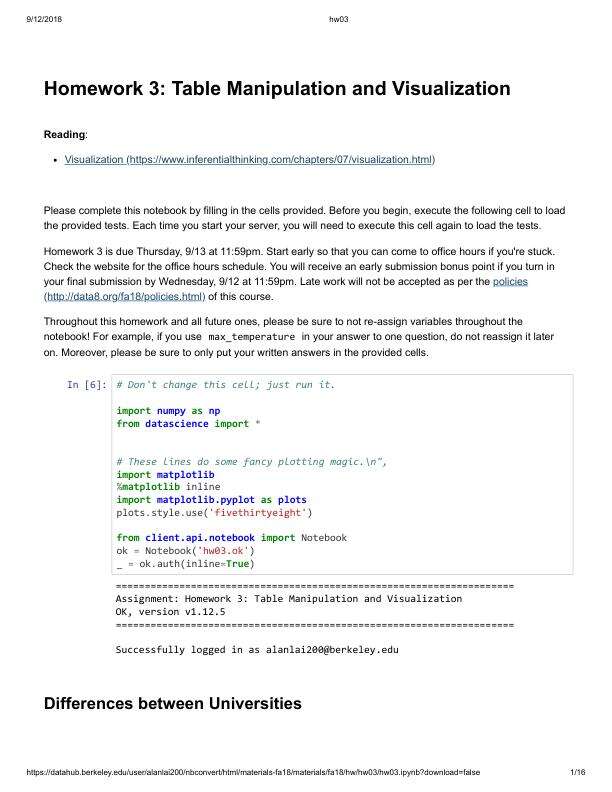 COMPSCI 70 Discrete Mathematics for Computer Science Homework 3 Table Manipulation and Visualization
