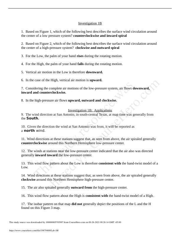 GEOL 1304 Lab 1B Investigation 1B