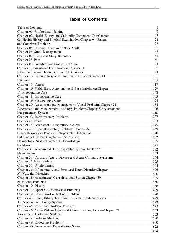 Test Bank for Lewis's Medical-Surgical Nursing, 11th Edition by Mariann M. Harding