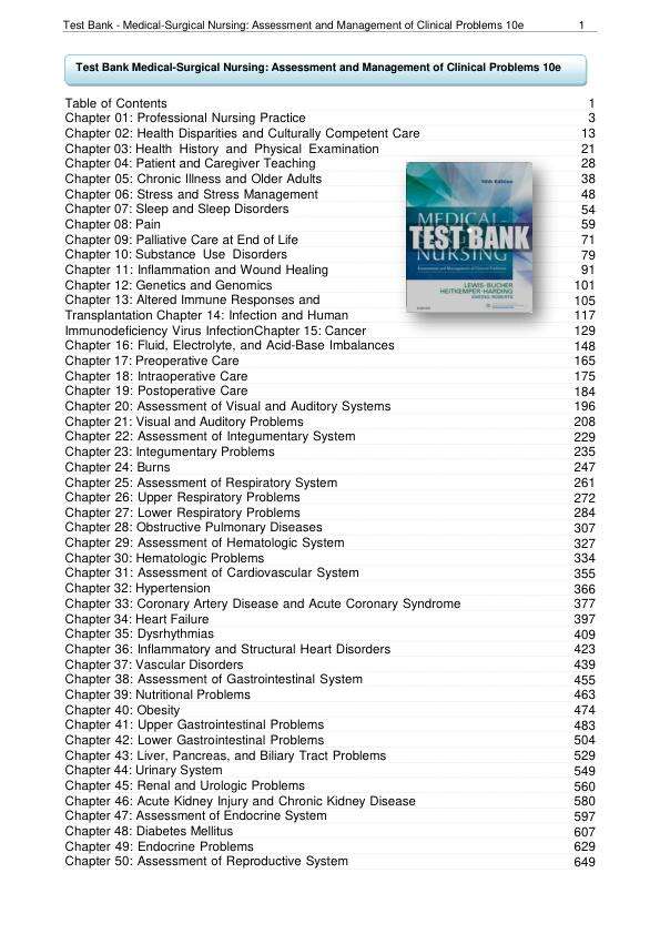 Test Bank for Medical-Surgical Nursing Assessment and Management of Clinical Problems 10th Edition Chapter 1-68 Complete Guide A+