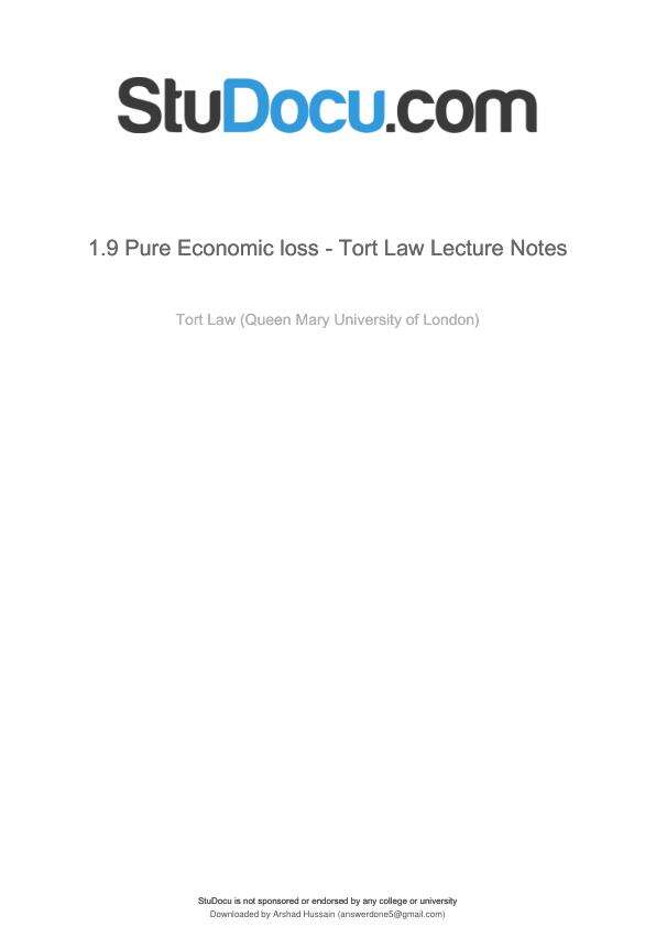 1.9-pure-economic-loss-tort-law-lecture-notes