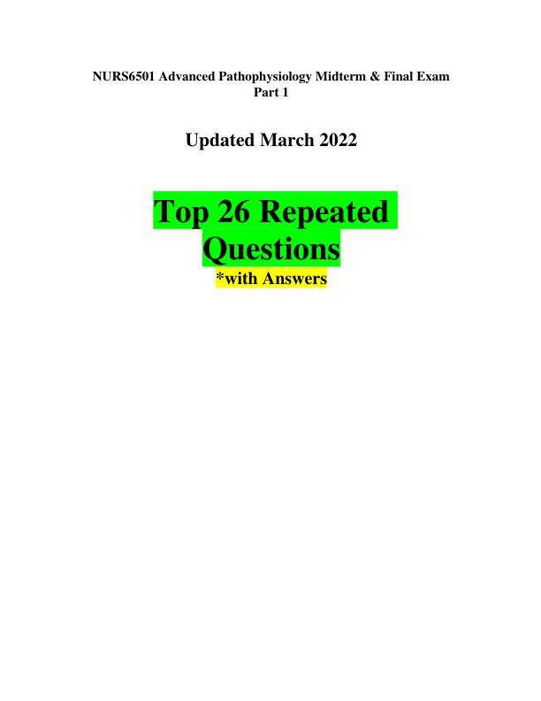 NURS 6501Midterm Exam Review