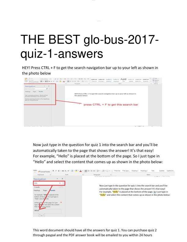 THE BEST Glo-Bus 2017 Quiz 1 Answers