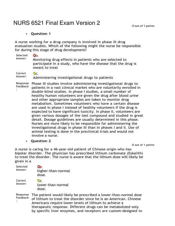 NURS 6521 Final Exam Version 2
