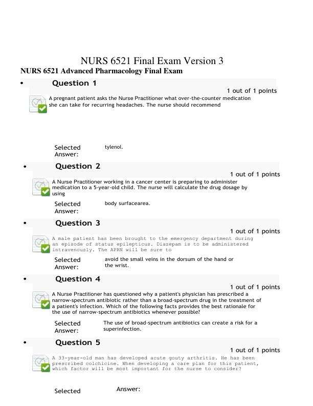 NURS 6521 Final Exam Version 3