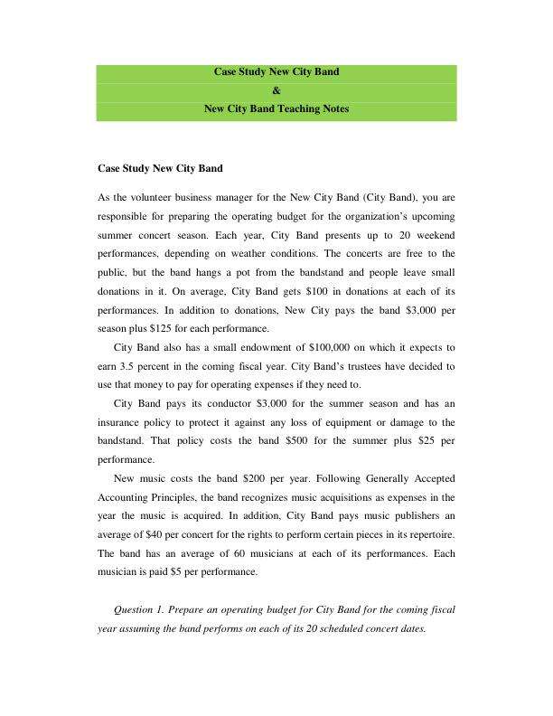 New City Band Case Study