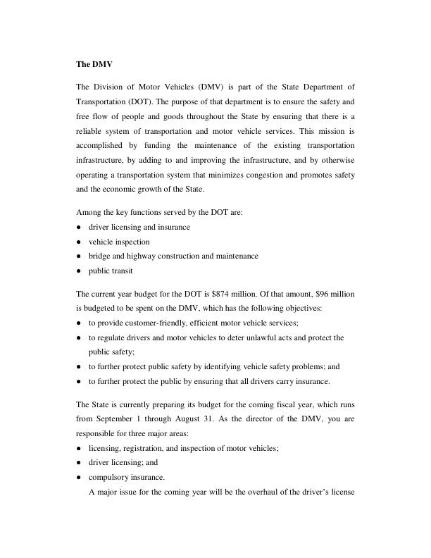 The DMV Case Study