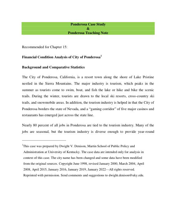 Ponderosa Case Study