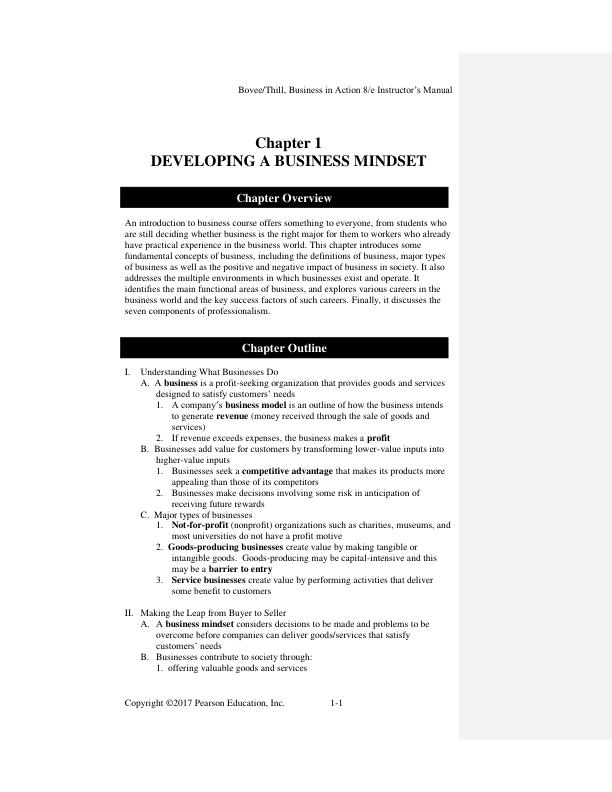 Instructor’s Manual Business In Action 8th Edition Courtland Bovee