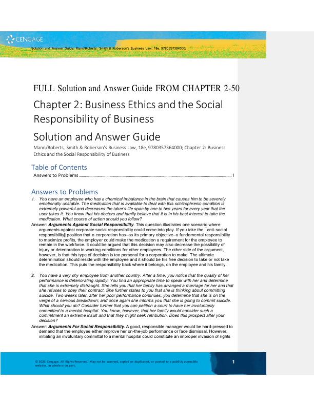 Solution and Answer Guide Smith and Roberson Business Law 18th Richard A. Mann, Barry S. Roberts