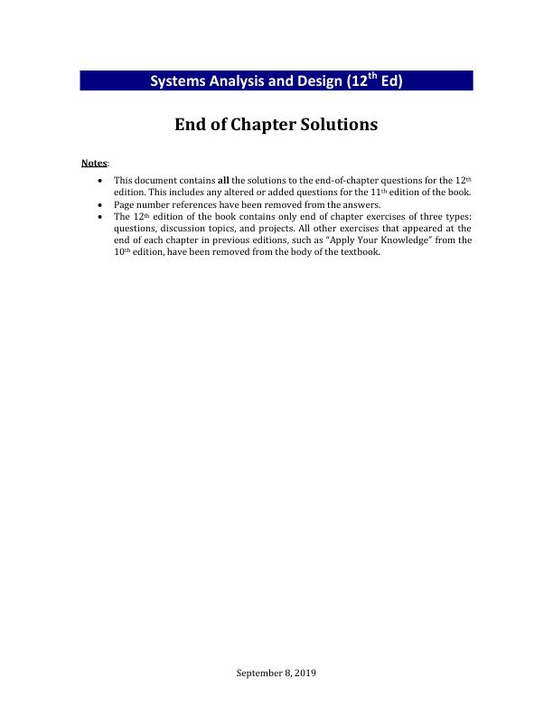 Solution Manual for Systems Analysis and Design 12th Shelly Cashman, Gary B. Shelly and Harry J. Rosenblatt