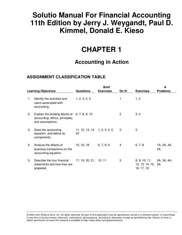 Solution Manual For Financial Accounting 11th Edition by Jerry J. Weygandt, Paul D. Kimmel, Donald E. Kieso