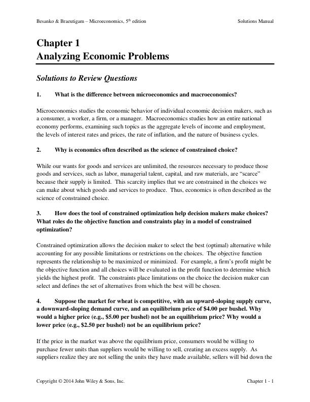 Solution Manual For Microeconomics 6th Edition by David Besanko, Ronald Braeutigam