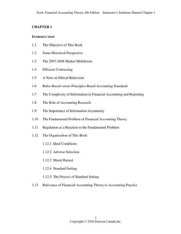Solution Manual for Financial Accounting Theory 8th Edition by William Scott, Patricia O'Brien