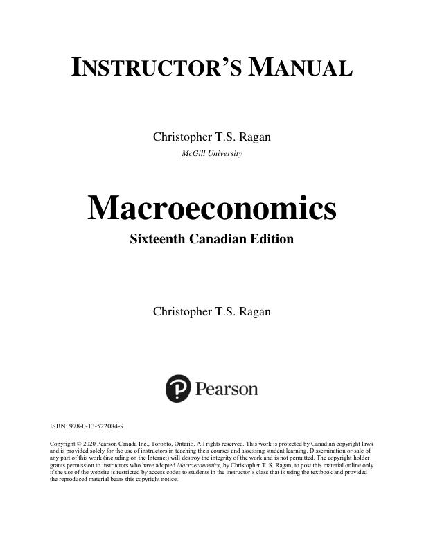 Solution Manual for Microeconomics 16th Canadian Edition by Christopher T.S. Ragan