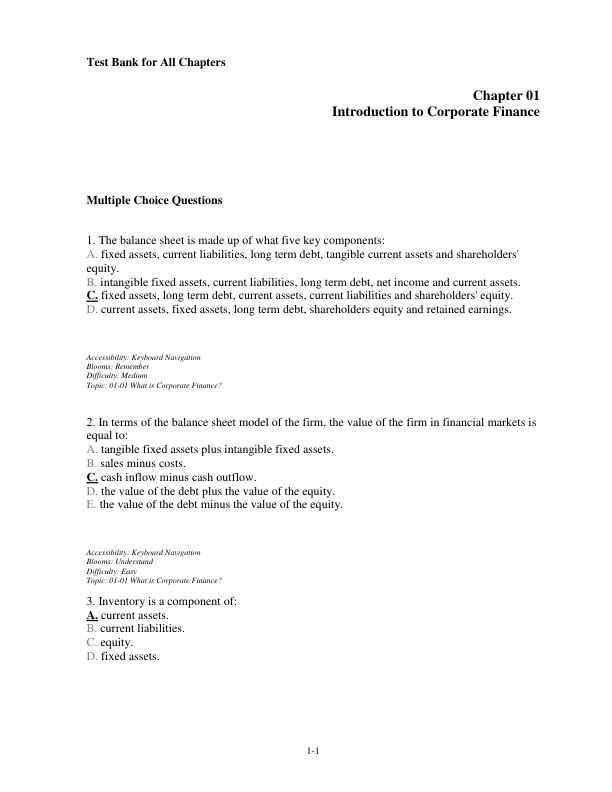 Test Bank for Corporate Finance 8th Canadian edition by Stephen Ross, Randolph Westerfield, Jeffrey Jaffe, Gordon Roberts, Hamdi Driss