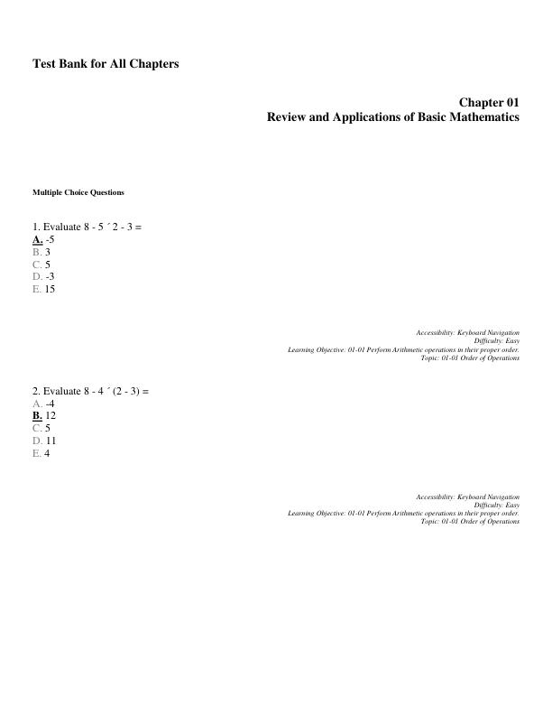 Test Bank for Fundamentals of Business Mathematics in Canada 3rd Edition by F. Ernest Jerome, Jackie Shemko