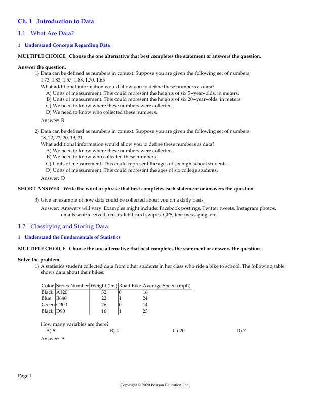 Test Bank for Introductory Statistics Exploring the World Through Data 3rd Edition by Robert Gould, Rebecca Wong, Colleen Ryan
