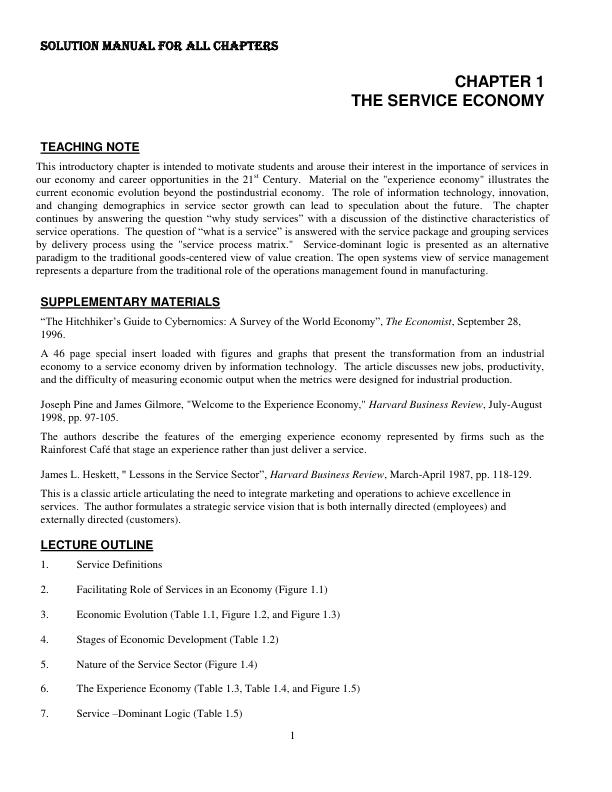 Instructor's Solution Manual for Service Management Operations, Strategy, Information Technology 9th Edition by Sanjeev Bordoloi, James Fitzsimmons, Mona Fitzsimmons