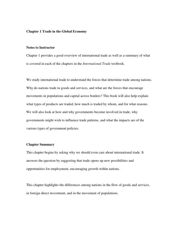 Instructors Resource Manual For International Economics 5th Edition By Robert C. Feenstra, Alan M. Taylor