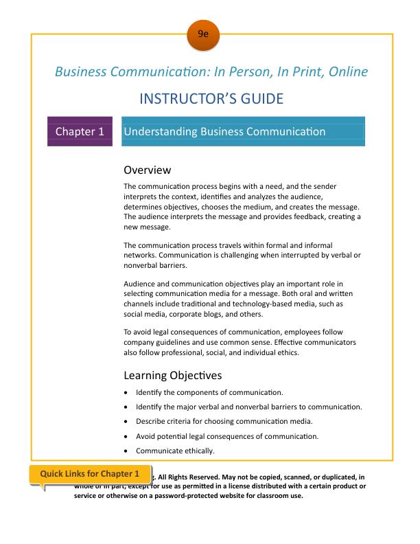 Solution Manual for Business Communication In Person, In Print, Online 10th Edition by Amy Newman, Scot Ober