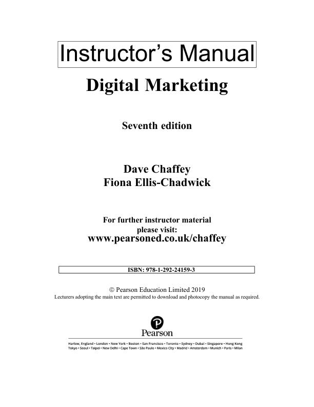 Solution Manual For Digital Marketing 7th Edition by Dave Chaffey, Fiona Ellis Chadwick