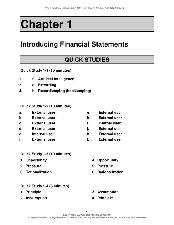 Solution Manual for Financial Accounting Information for Decisions 10th Edition by John Wild