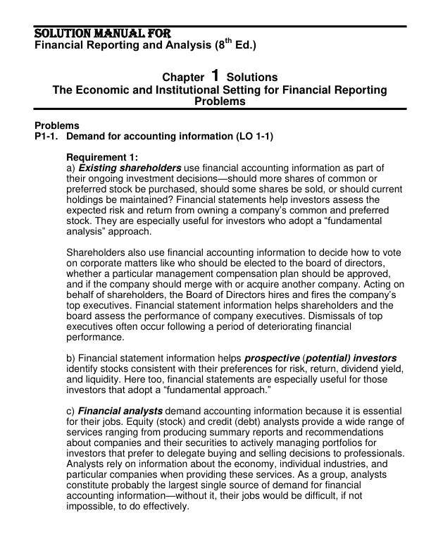 Solution Manual for Financial Reporting and Analysis 8th Edition By David Alexander, Ann Jorissen, Martin Hoogendoorn