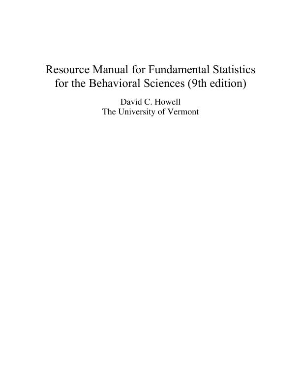Solution Manual for Fundamental Statistics for the Behavioral Sciences 9th Edition by David C. Howell