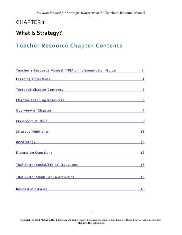 Solution Manual for Strategic Management 5th edition by Frank Rothaermel