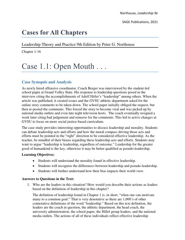 All Cases for Leadership Theory and Practice 9th Edition by Peter G. Northouse