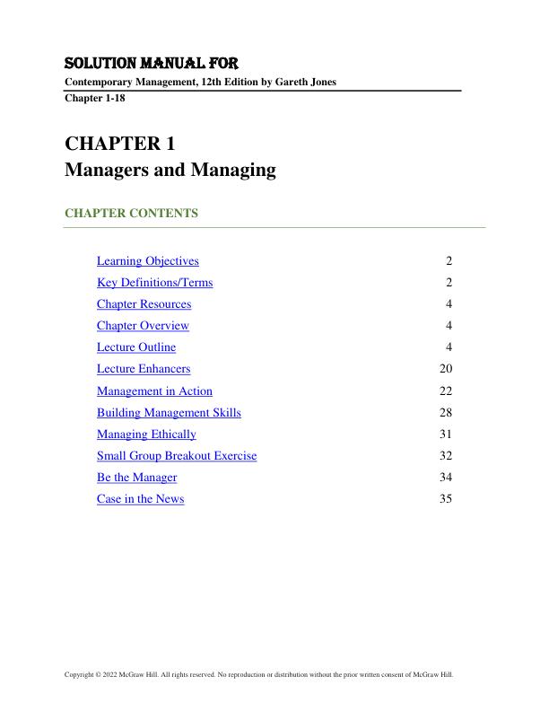 Solution Manual for Contemporary Management, 12th Edition by Gareth Jones