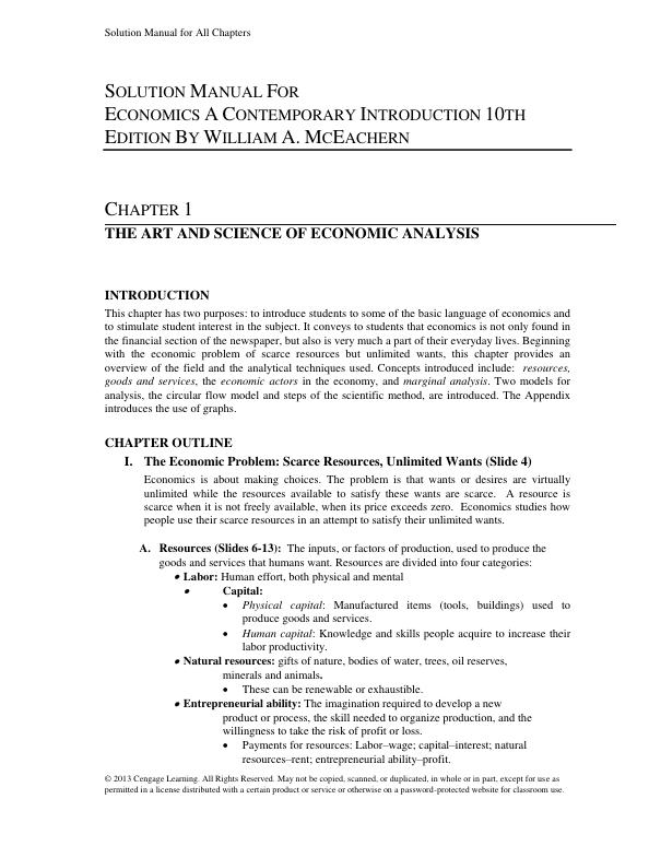 Solution Manual for Economics A Contemporary Introduction 10th Edition William A. McEachern Chapter 1-33