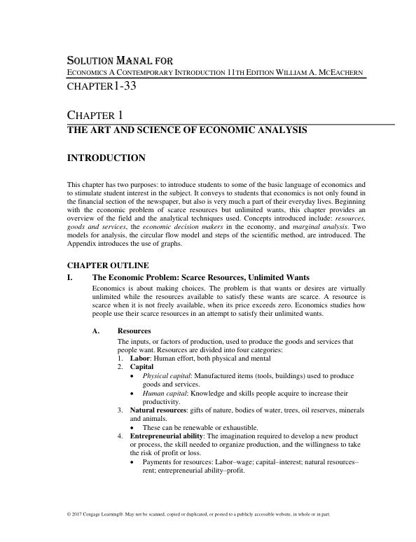 Solution Manual for Economics A Contemporary Introduction 11th Edition William A. McEachern