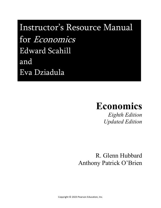 Solution Manual for Economics 8th Edition By Glenn Hubbard, Anthony Patrick O'Brien
