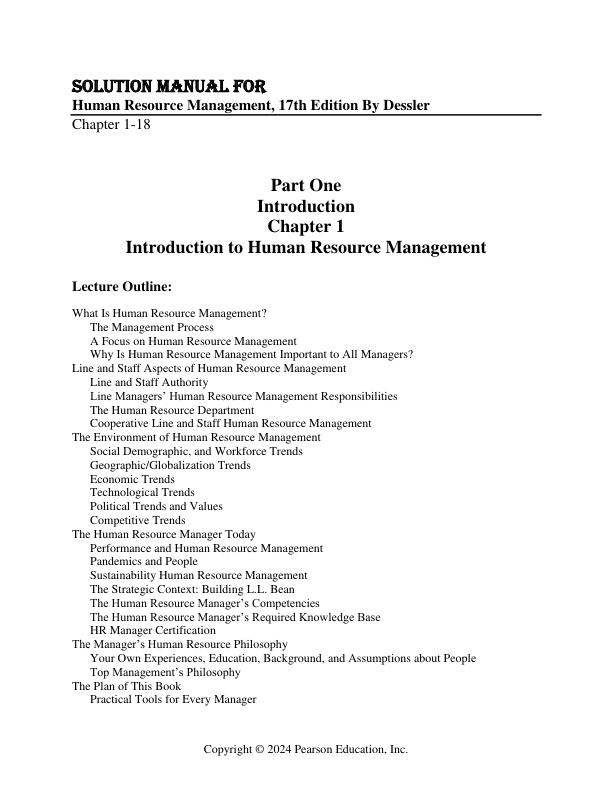 Solution Manual for Human Resource Management, 17th Edition by Gary Dessler