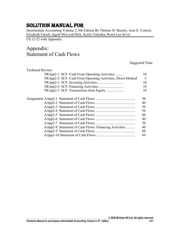 Solution Manual For Intermediate Accounting Volume 2, 8th Edition By Thomas H. Beechy, Joan E. Conrod, Elizabeth Farrell, Ingrid McLeod-Dick, Kayla Tomulka, Romi-Lee Sevel