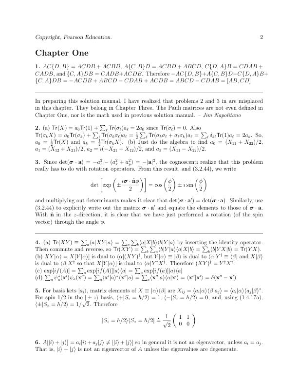Solution Manual for Modern Quantum Mechanics 2nd Edition By J. J. Sakurai, Jim J. Napolitano.zip
