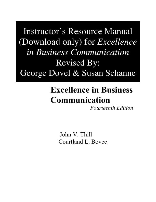 Solution Manual for Excellence in Business Communication, 14th Edition by Courtland L. Bovee,  John V. Thill