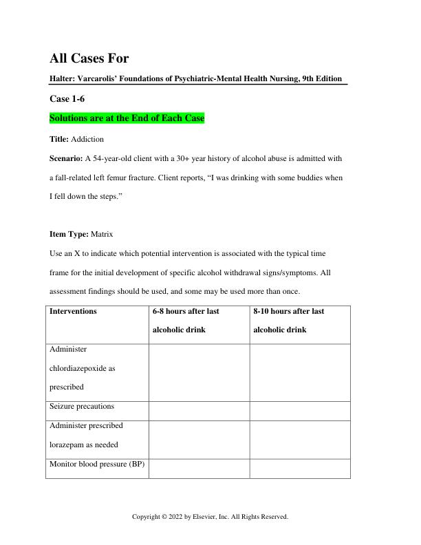 All Cases for Essentials of Psychiatric Mental Health Nursing A Communication Approach to Evidence-Based Care Authors Elizabeth Varcarolis