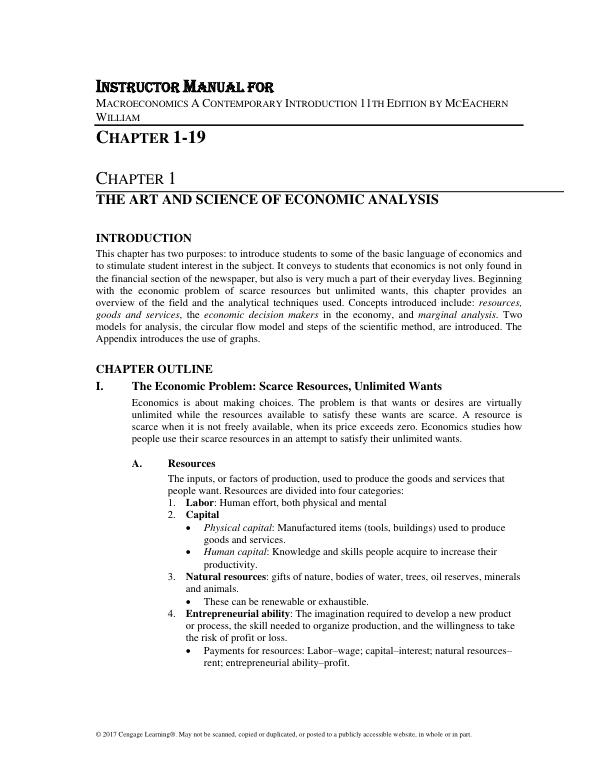 Instructor Manual for Macroeconomics A Contemporary Introduction 11th Edition by McEachern William