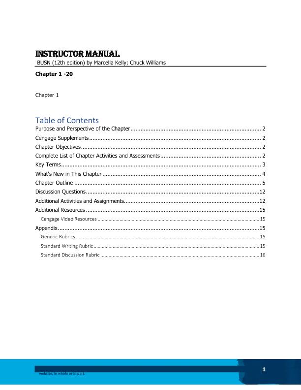 Solution Manual for BUSN 12th Edition Williams